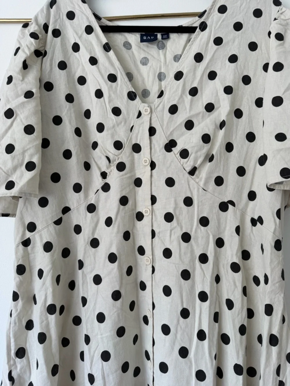 GAP Cream Midi Dress with Black Polka Dots - Picture 2 of 3